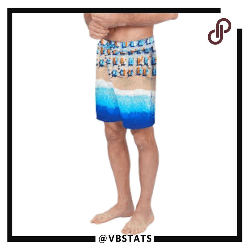 Uzzi Men's The Land And Ocean‎ Boardshorts Blue Brown Size 2XL